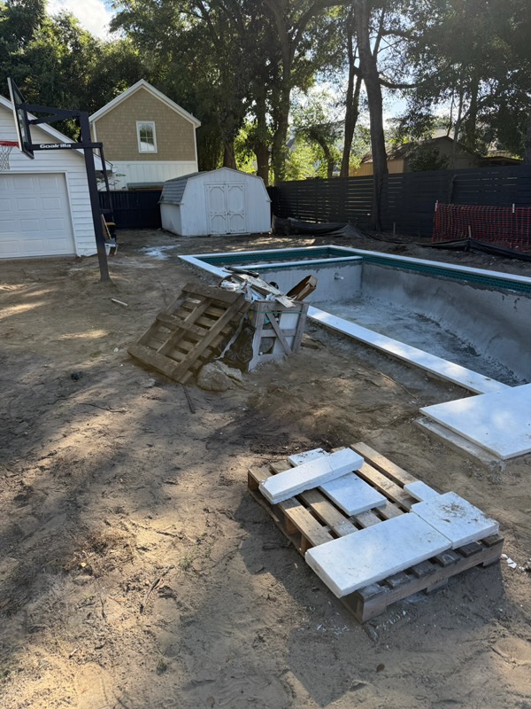 Pool area during demolition and debris removal